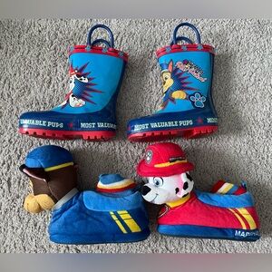 Paw Patrol Lot of 2 Toddler Size 5-6 Rain Boots And Slip Ons Character Pairs